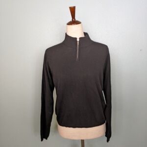 Bloomingdales black cashmere 3/4 zip pull over M